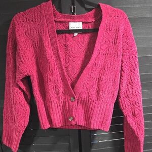 Pink Rose Women's Fuchsia Knit Cardigan